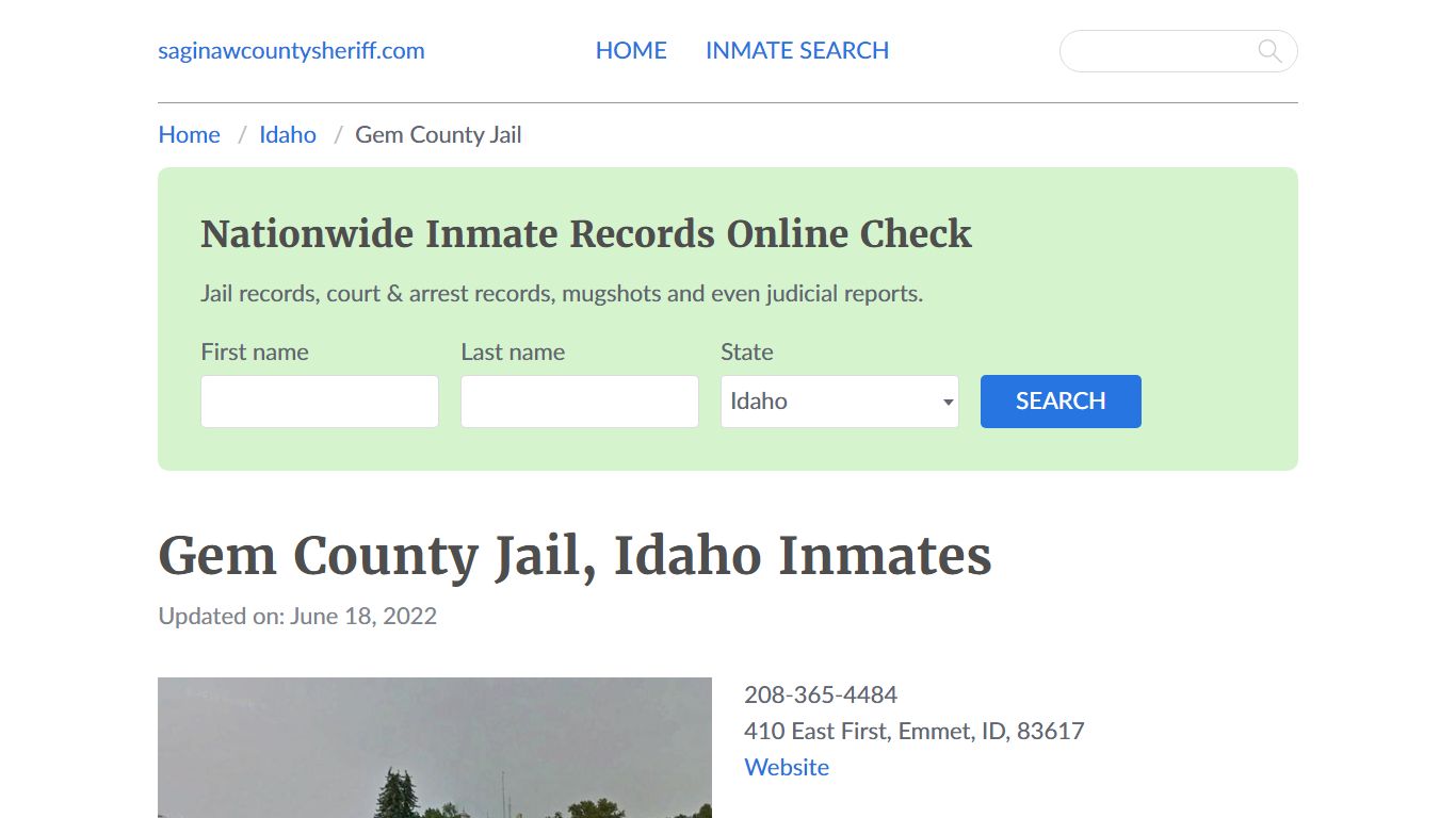 Gem County Jail, Idaho Jail Roster